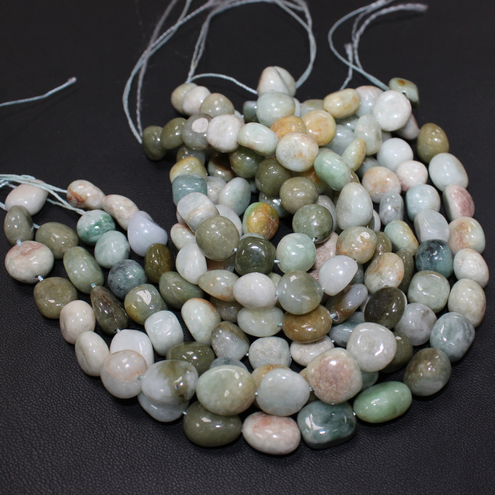 Нефрит Мьянма галтовка бусины 8-12мм