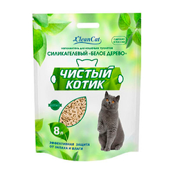 Чистый Котик наполнитель силикагель "Белое дерево"
