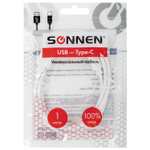 Кабель белый USB 2.0-Type-C 1 м SONNEN медь для передачи данных и зарядки (4 штуки в упаковке)