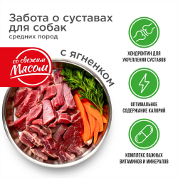 Корм сухой для взрослых собак средних пород, премиум полнорационный комплекс, забота о суставах, с ягненком, 12 кг, QUATTRO
