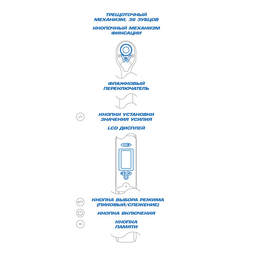 KING TONY (34467-1AG) Электронный динамометрический ключ серии "BUZZER", 1/2", 40-200 Нм, цифровой дисплей, кейс