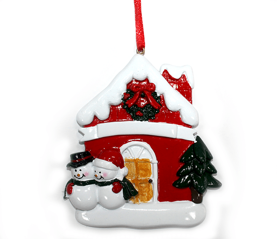 Украшение&quot;Домик с парой Снеговиков&quot;12*13*2 см. (PO1110)