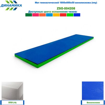 Мат гимнастический 1800х600х50 винилискожа (ппу)