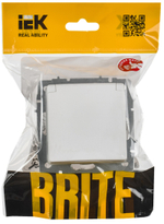 BRITE Розетка 1-местная с заземлением с защитными шторками и крышкой 16А IP44 РСбш10-3-44-БрАБ арктический белый IEK