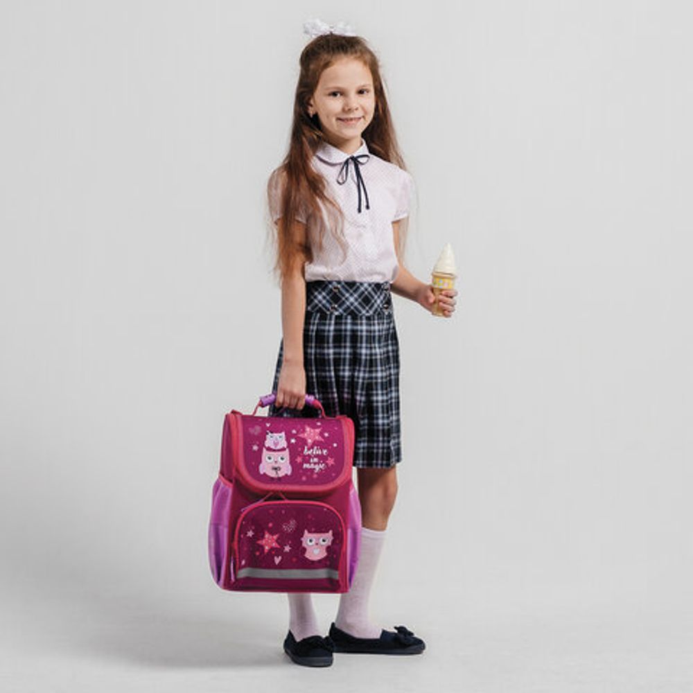 Ранец ПИФАГОР BASIC, с эргономичной спинкой, "Smart owls", 35х28х18 см, 229933