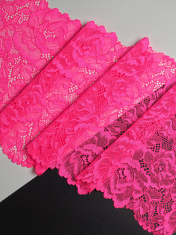 Эластичное кружево розовое неоновое 22 см