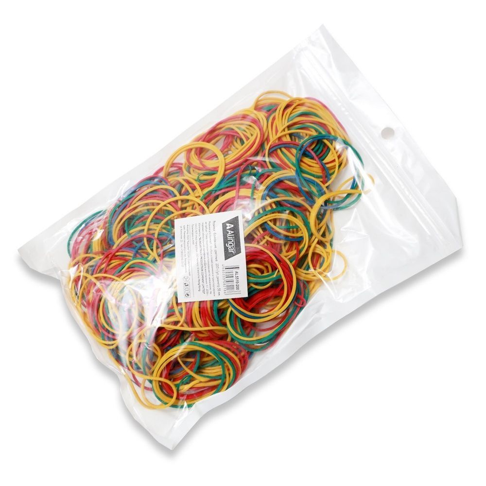 Резинки для денег банковские 38 мм, Alingar, 200 гр, цветные, зип - пакет, европодвес