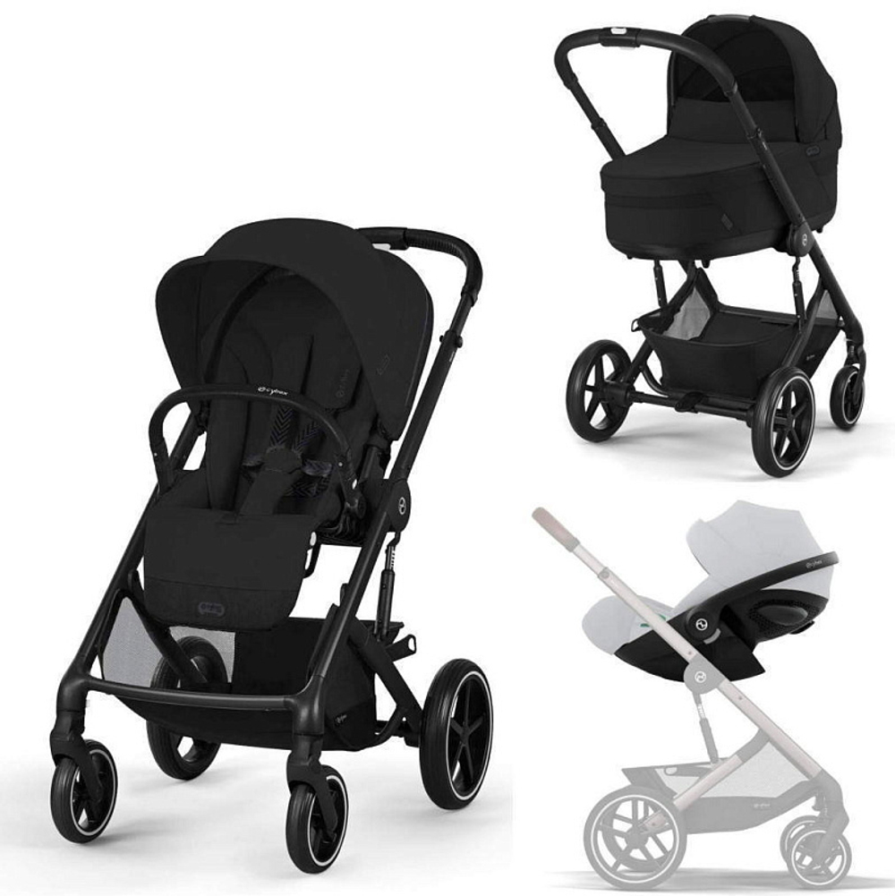 Коляска Cybex Balios S Lux BLK complete Aton S2 Moon Black 3 в 1 Moon Black с дождевиками