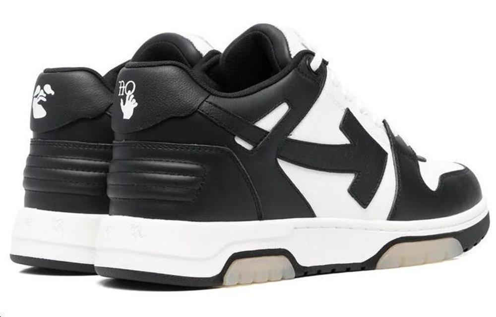 OFF-WHITE Out of Office cowhide fashion sneakers men's black and white