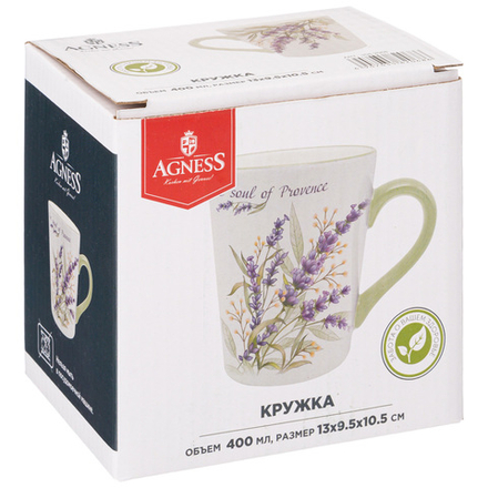 КРУЖКА AGNESS "ДУША ПРОВАНСА" 12*9*10 СМ 300 МЛ (КОР=36ШТ.)