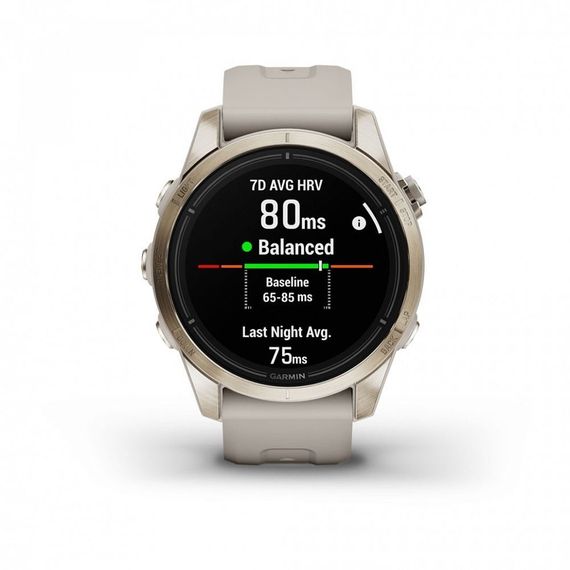 Умные часы Garmin EPIX PRO (Gen 2) Sapphire Edition 42 мм, золотистый корпус со светло-песочным ремешком