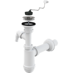 A41PR Сифон для умывальника D40 с подводкой, с нержавеющей peшeткой D63, с цепочкой