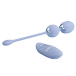 Голубые вагинальные шарики Willie с вибрацией и пультом ДУ