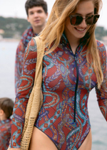 Купальник на молнии с рукавами "Змеи Мозаика"