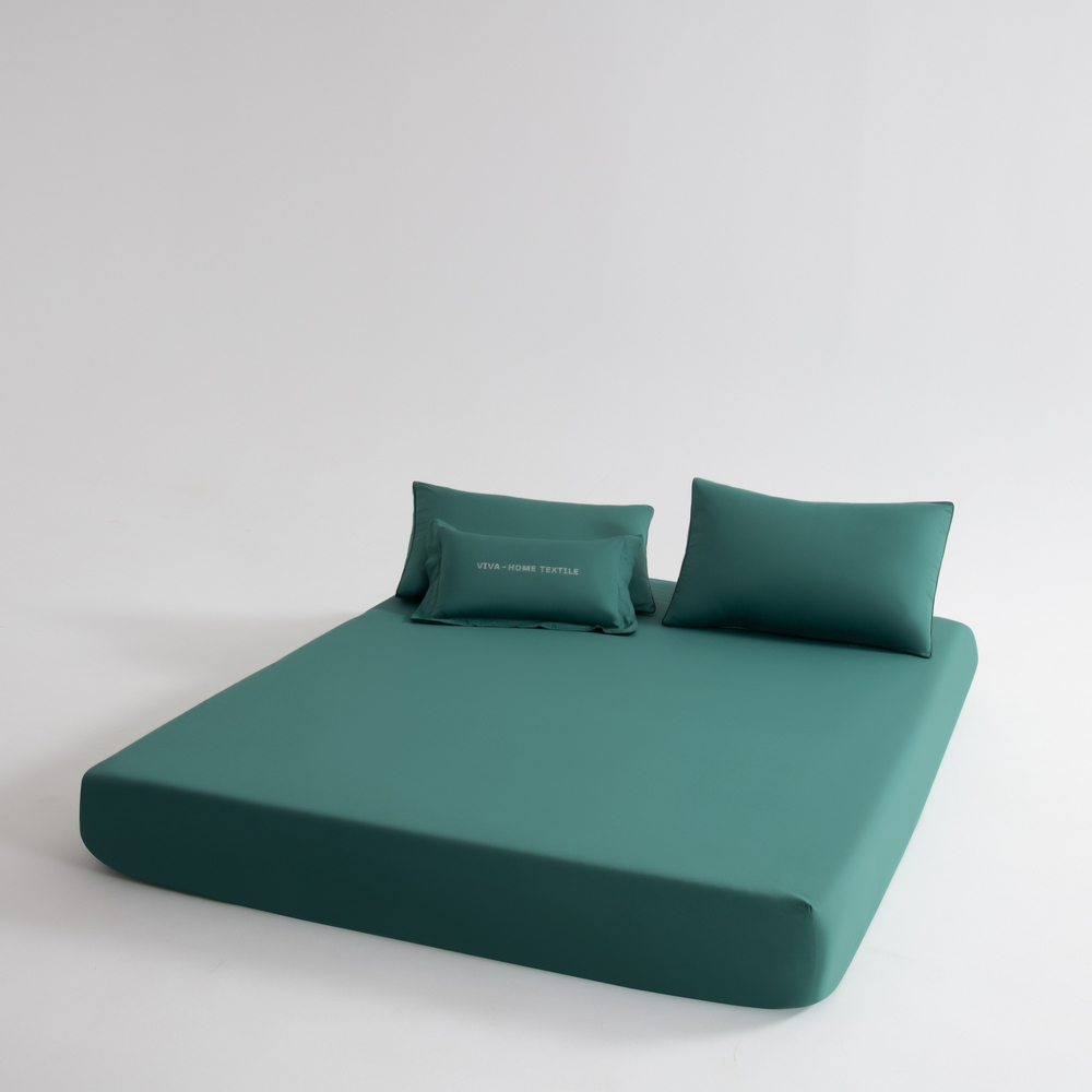 КПБ Однотонный Сатин Элитный на резинке OCER009, Евро, 4 наволочки, простынь 180*200*30