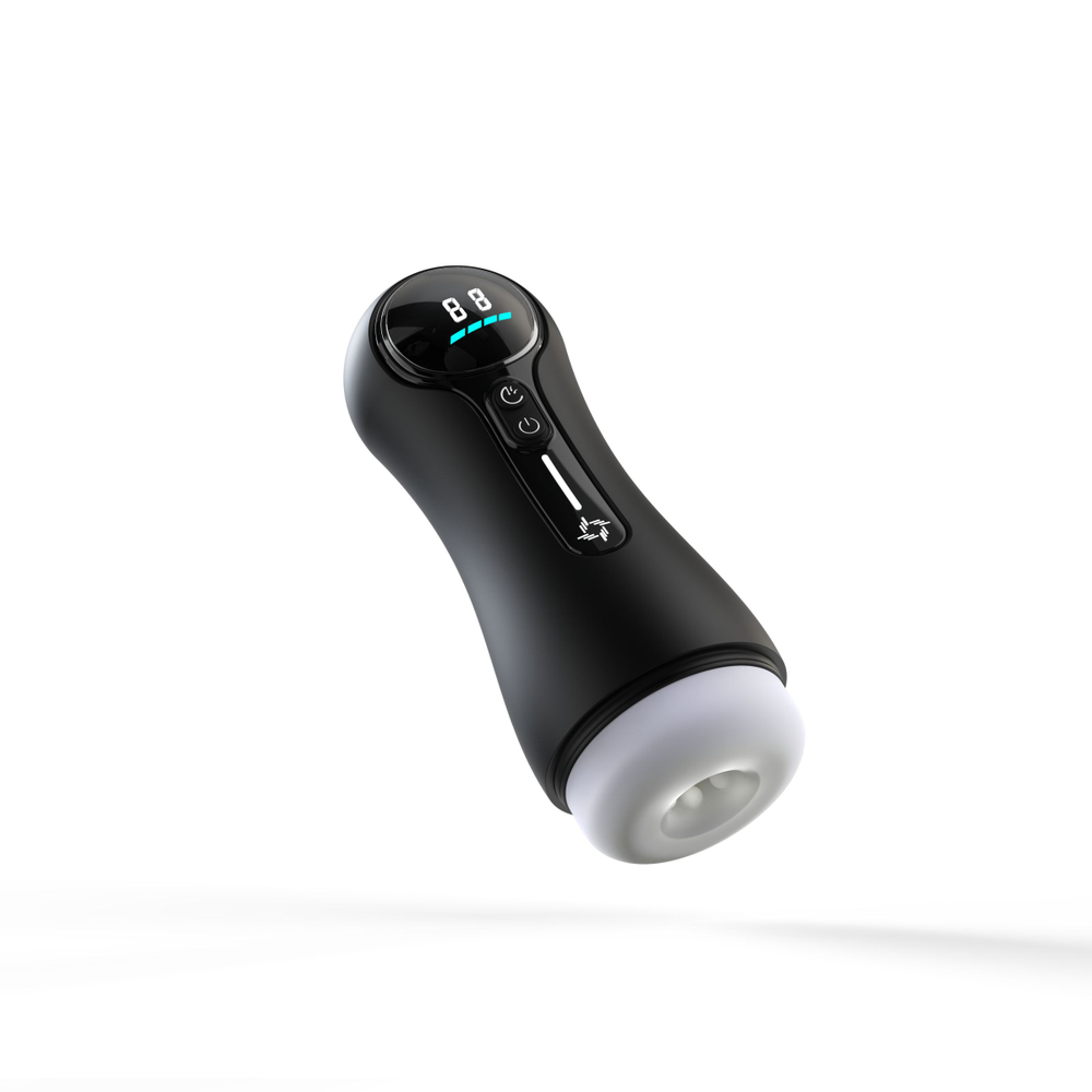 Мастурбатор в колбе с вибрацией и всасыванием (Цвет: черный с белым)