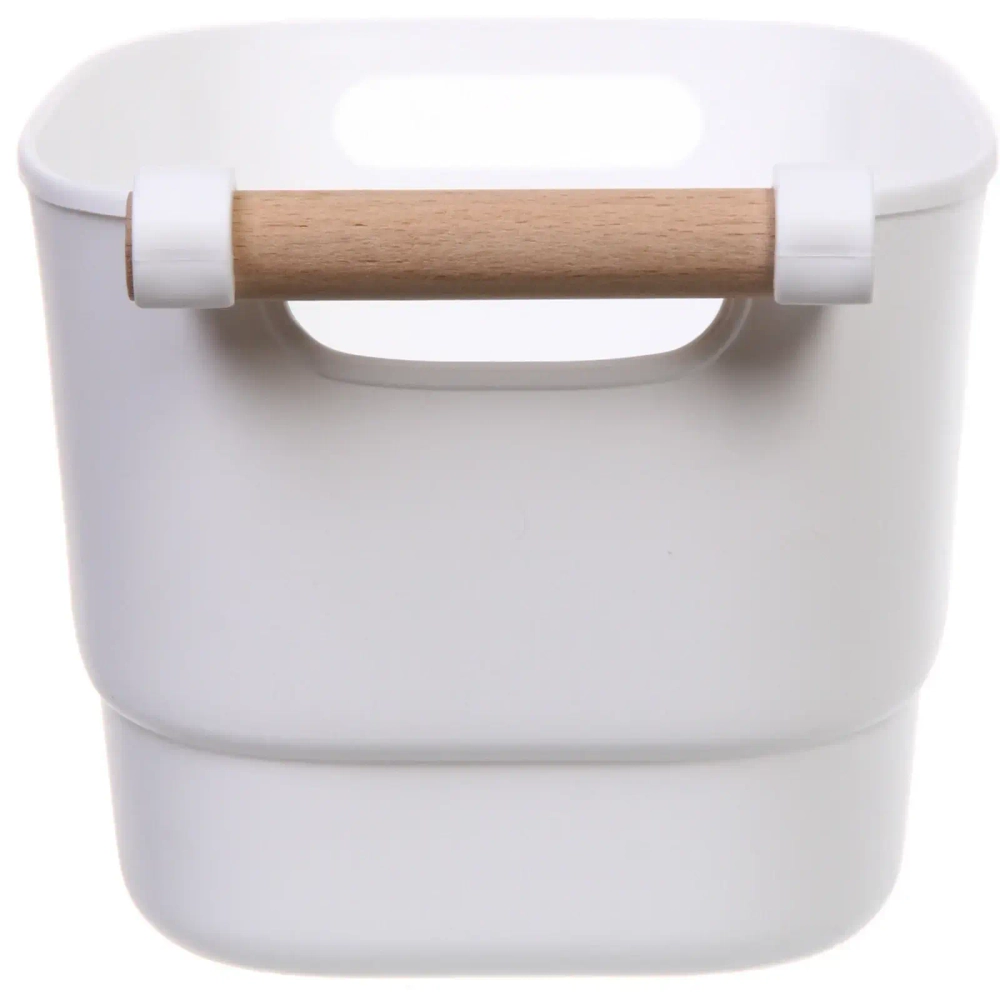 Корзинка для хранения с бамбуковой ручкой «БРАМИНГЕМ», цвет белый, 27*14.5*12см