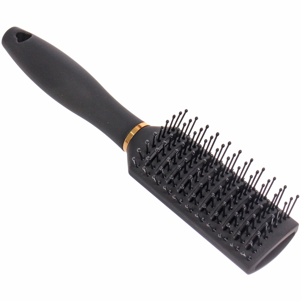 Расческа массажная «СЕКРЕТ ТВОЕЙ КРАСОТЫ», продувная, цвет черный, матовое покрытие, 4,3*22см