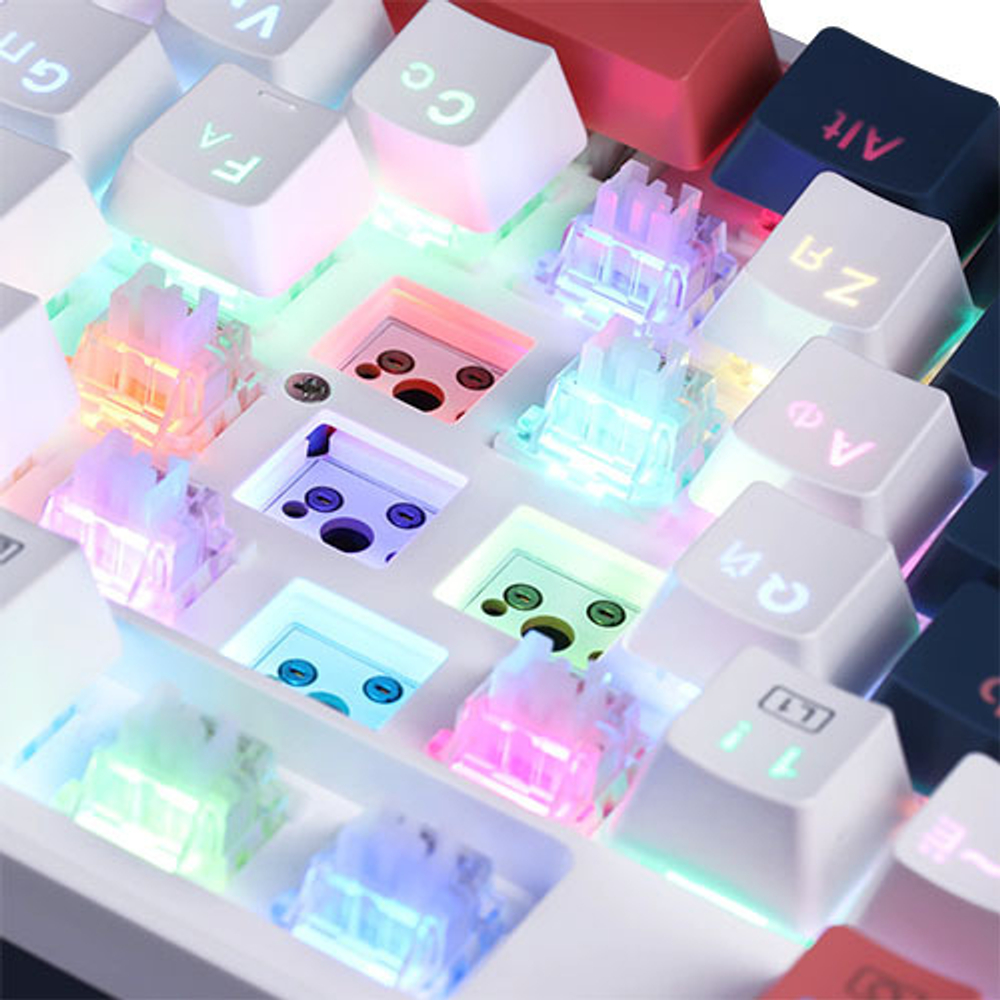 Механическая клавиатура Defender Whisper, бел-син-оранж., тихая