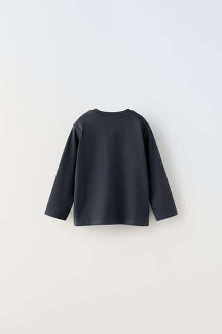 ZARA ОДНОТОННАЯ ФУТБОЛКА С КАРМАНОМ, МОРСКОЙ СИНИЙ