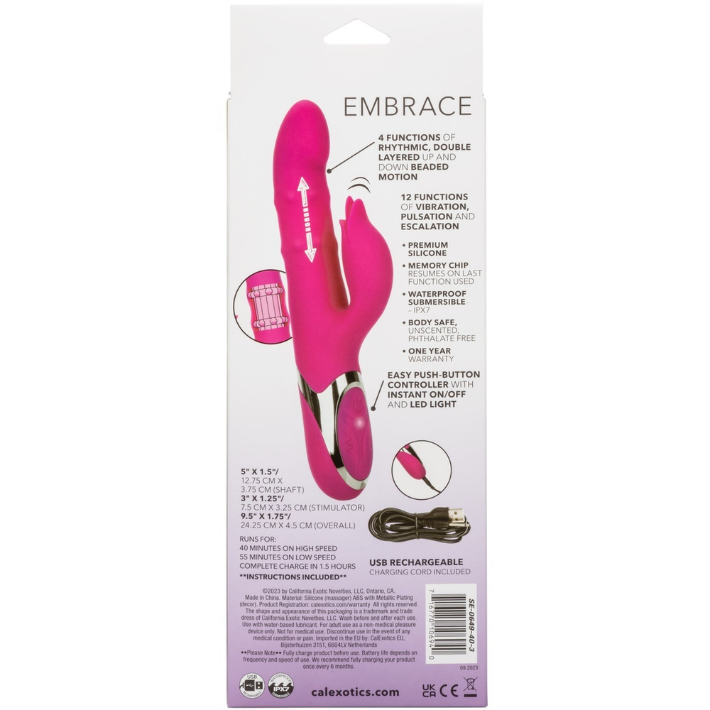 Вибратор кролик с массажем бусин вдоль ствола фиолетовый 24 см