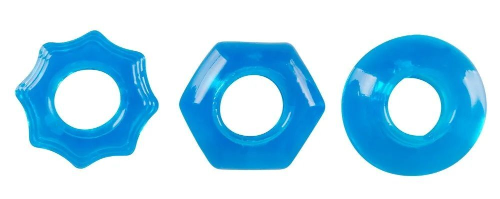 Набор из 3 голубых эрекционных колец Stretchy Cock Ring (Цвет: голубой)