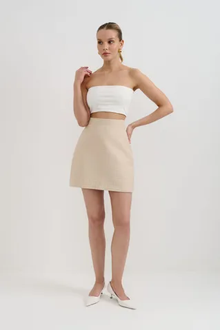 Юбка мини со стежкой бежевого цвета