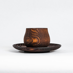 Деревянная текстурированная чайная пара (блюдце с чашкой) серии "Меренга" из сибирской сосны NC28