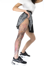 Колготки с цветным принтом в виде карпов кои (Размер: S-M-L) (Цвет: бежевый)