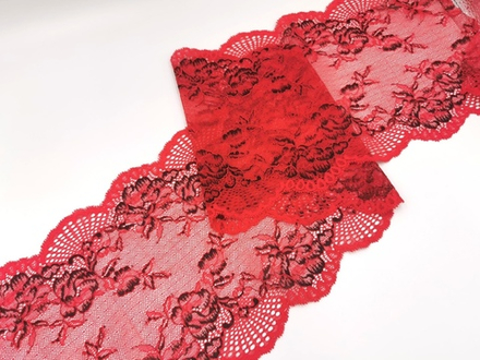 Эластичное кружево, красное/черное, 22см (Артикул: EK-1010), м