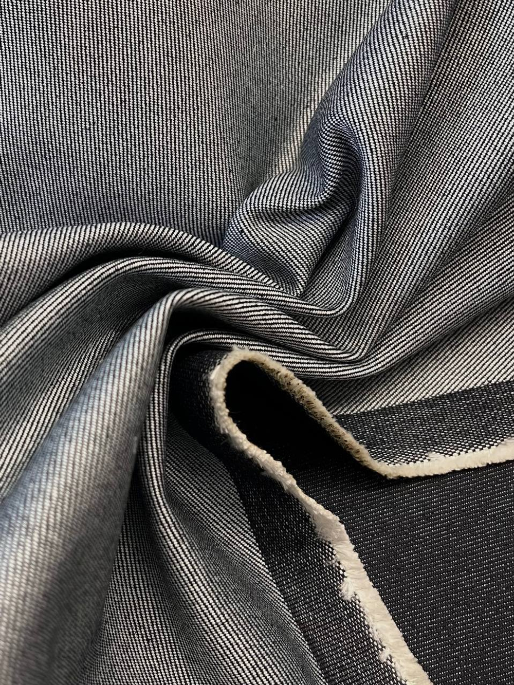 Джинса (деним) хлопок с шелком Solbiati x Loro Piana темно-синяя