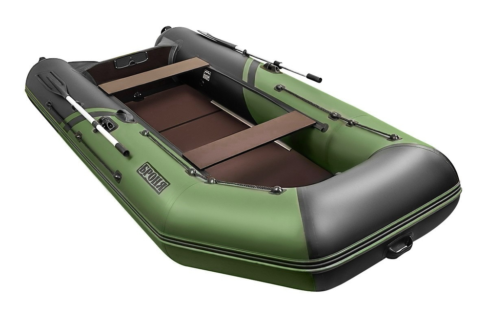 Броня-340 СК слань+киль зеленый-черный (Лодка ПВХ под мотор с усилением)