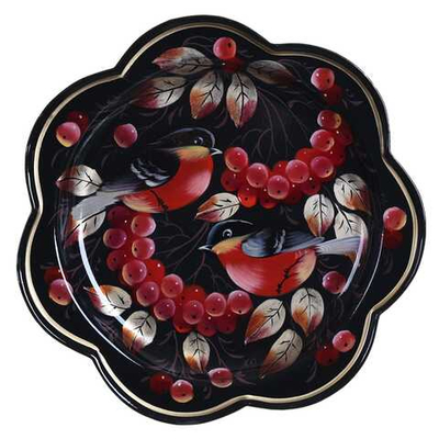 Жостовский поднос декоративный, размер 18 см (A1), металлический