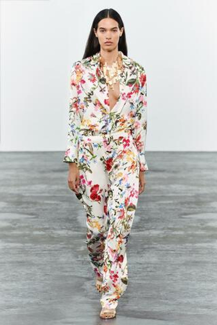 ZARA БРЮКИ ОБЪЕМНОГО КРОЯ ИЗ ТКАНИ С ПРИНТОМ — ZW COLLECTION, РАЗНОЦВЕТНЫЙ