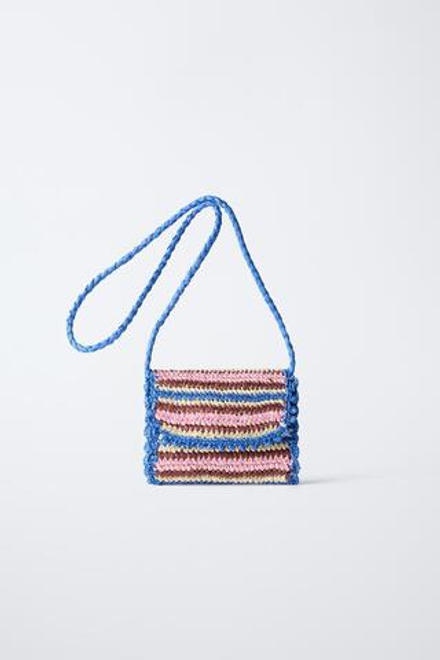 ZARA СУМКА ИЗ РАФИИ, СИНИЙ