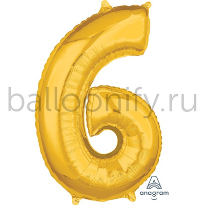 Шар ЦИФРА 6 Gold 26" 66 см