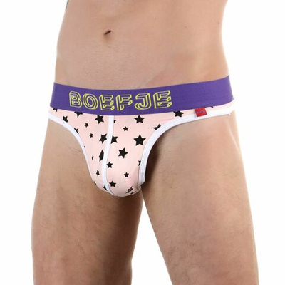 Розовые сексуальные трусы-тонги с принтом в виде звездочек (Размер: L) (Цвет: розовый)