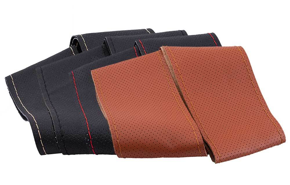 Оплетка на руль на шнурке Coolpart MAXIMAL 501BL-BG нат.кожа, нить, перфорация, игла черный/бежевый