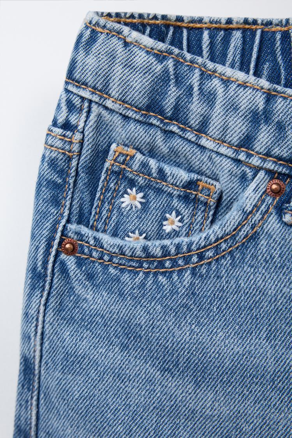 ZARA ДЖИНСОВЫЕ ШОРТЫ С ВЫСОКОЙ ПОСАДКОЙ, ВЫЦВЕТШИЙ СИНИЙ