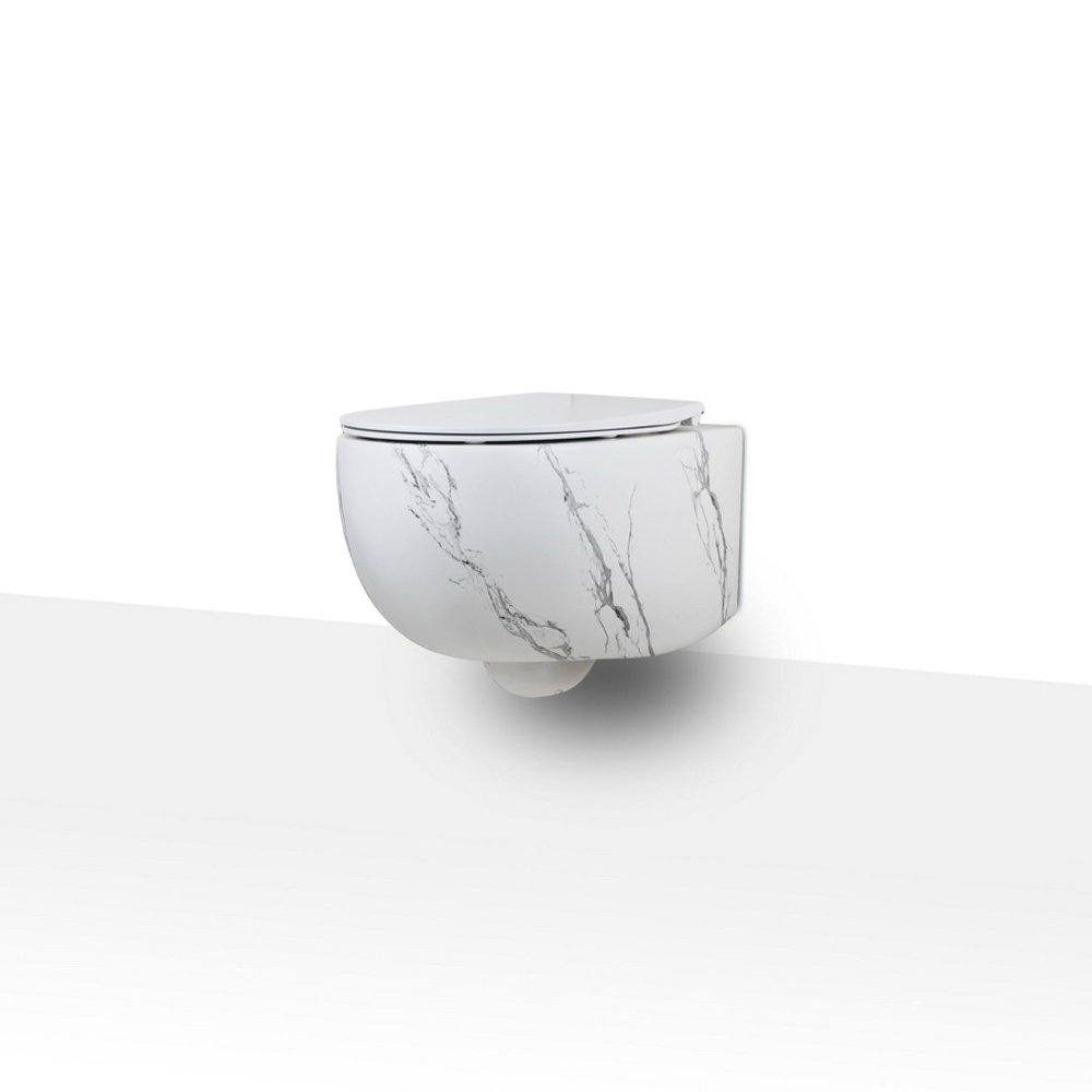 Унитаз подвесной AeT Dot 2.0, с креплениями, цвет белый матовый эффектом мрамора