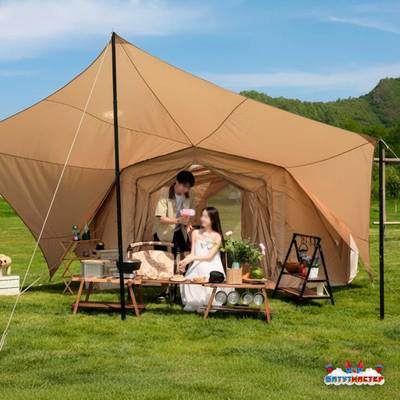Пневмокаркасная палатка «Летний Уют» 3,8×3,8×2,5 м — семейная, кемпинговая из ПВХ