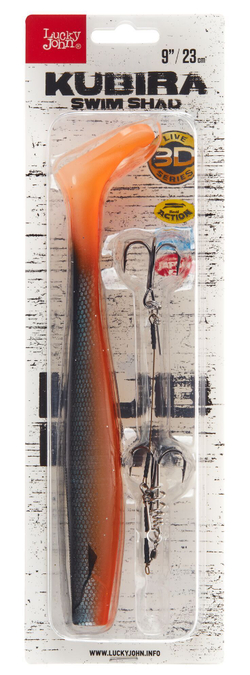 Набор Виброхвост + стингер LJ 3D Series Kubira Swim Shad 9" (22,8 см), цвет PG40, 1 шт.