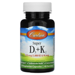 Carlson, Super D3 + K2`` 45 вегетарианских капсул