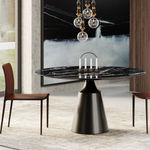 Стол круглый Lucas 120, керамика глянцевая, черная / опора черная