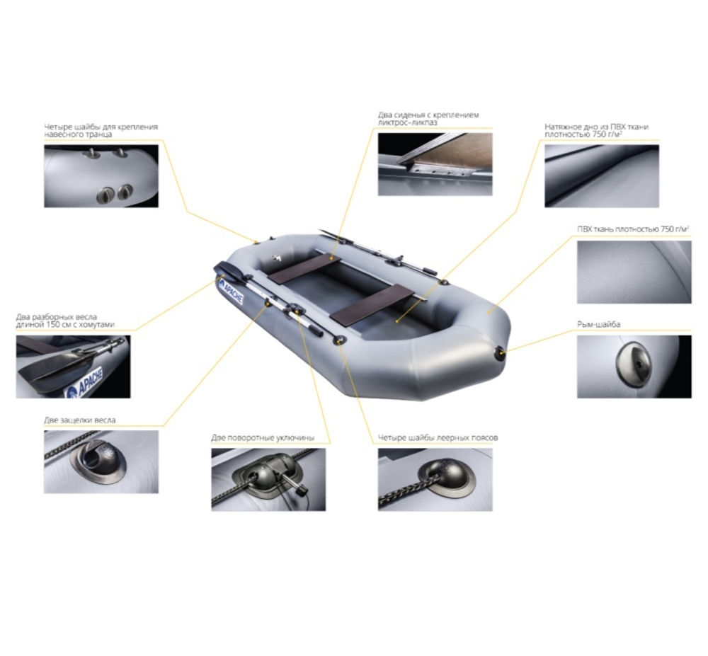 Лодка ПВХ APACHE 220 графит
