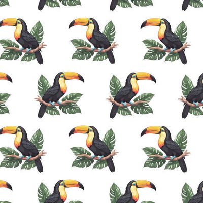 Тукан и пальмовые листья