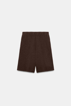 ZARA ДЛИННЫЕ ШОРТЫ ИЗ ХЛОПКА, ШОКОЛАДНЫЙ