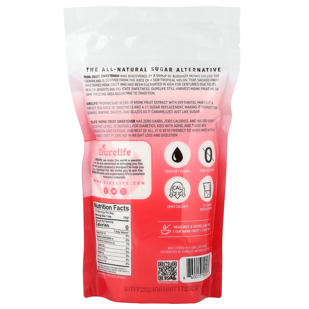 DURELIFE, смесь эритритола, архат, классический, 453 г (1 фунт)