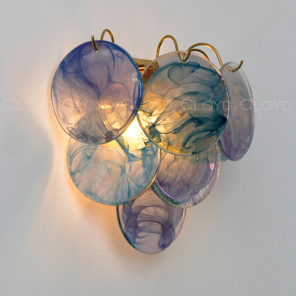 Бра Cloyd LINZE-B W2 / выс. 32 см - латунь - голубое стекло (арт.20483)