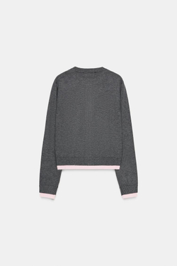 ZARА КОМБИНИРОВАННЫЙ КАРДИГАН, СЕРЫЙ МЕЛАНЖ